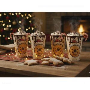 Disney Winnie the Pooh Christmas Bamboo Tumblers Set of 4 NIP